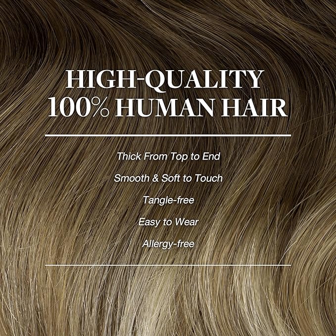 GOO GOO Clip in Hair Extensions Real Human Hair, Remy Human Hair Extensions Clip ins for Women, Natural Human Hair, 22inch 150g 9Pcs, 3/8/613 Balayage Walnut Brown to Ash Brown and Bleach Blonde