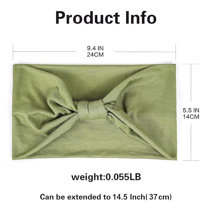 GiLi 6 Pack Wide Headbands for Women Non Slip Soft Elastic Hair Bands Yoga Running Sports Workout Gym Head Wraps, Knotted Cotton Cloth African Turbans Bandana (with 6 Pcs Hair Ties)