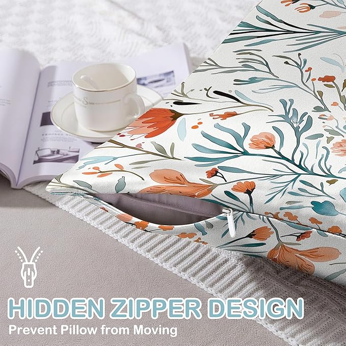 Satin Pillowcase 1 Pack-Watercolor Flowers Small Floral Silky Pillow Cover for Hair and Skin,King Size 20x36 Inch Soft Cooling Printed Pillow Cases with Hidden Zipper,Gifts for Women Men