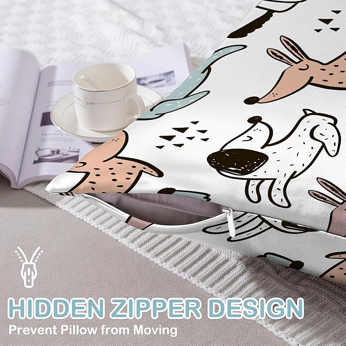 Satin Pillowcase 1 Pack-Cute Dogs Dog Silky Pillow Cover for Hair and Skin,Standard Size 20x26 Inch Soft Cooling Printed Pillow Cases with Hidden Zipper,Gifts for Women Men