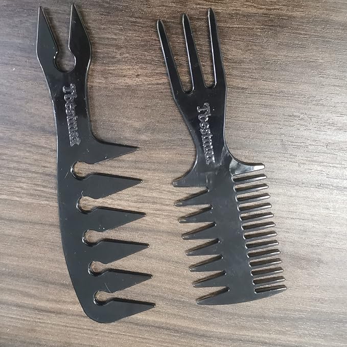 Hair Comb Styling Set Tail Combs Double Side Brushes Afro Pick Pik Comb African American Hair Brush Barber Accessories Black-2Pcs