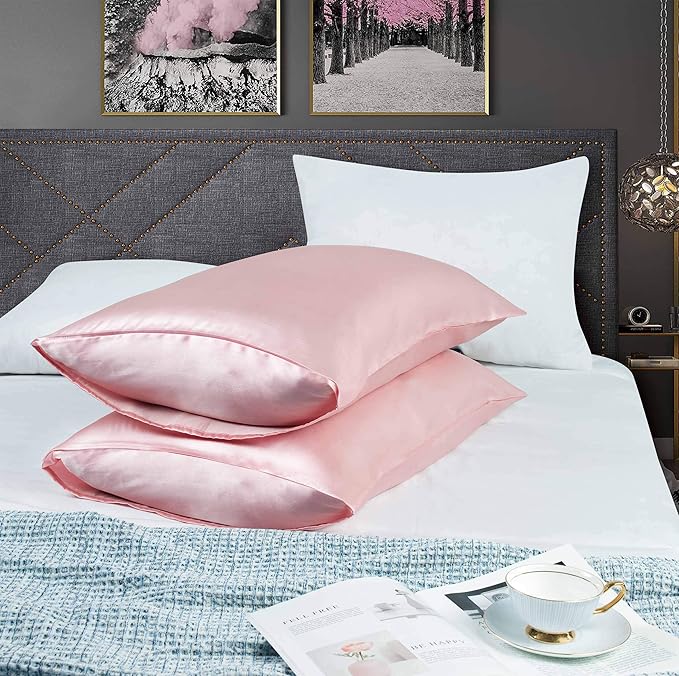 Tyfitb Satin Pillowcase for Hair and Skin, Coral Pillowcases Set of 2, Cooling Pillow Cases King Size(20×36 Inches), Soft Luxury Satin Pillowcase with Envelope Closure