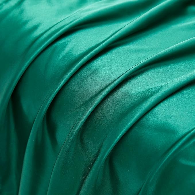 Blackish Green Satin Pillowcase Standard Set of 2 with Envelope Closure，Blackish Green Silk Pillowcase for Hair and Skin (20x26)