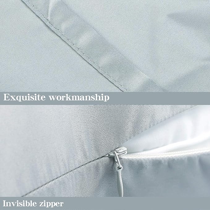 NTBAY Zippered Satin Pillow Cases for Hair and Skin, Luxury Standard Hidden Zipper Pillowcases Set of 2, 20x26 Inches, Grey