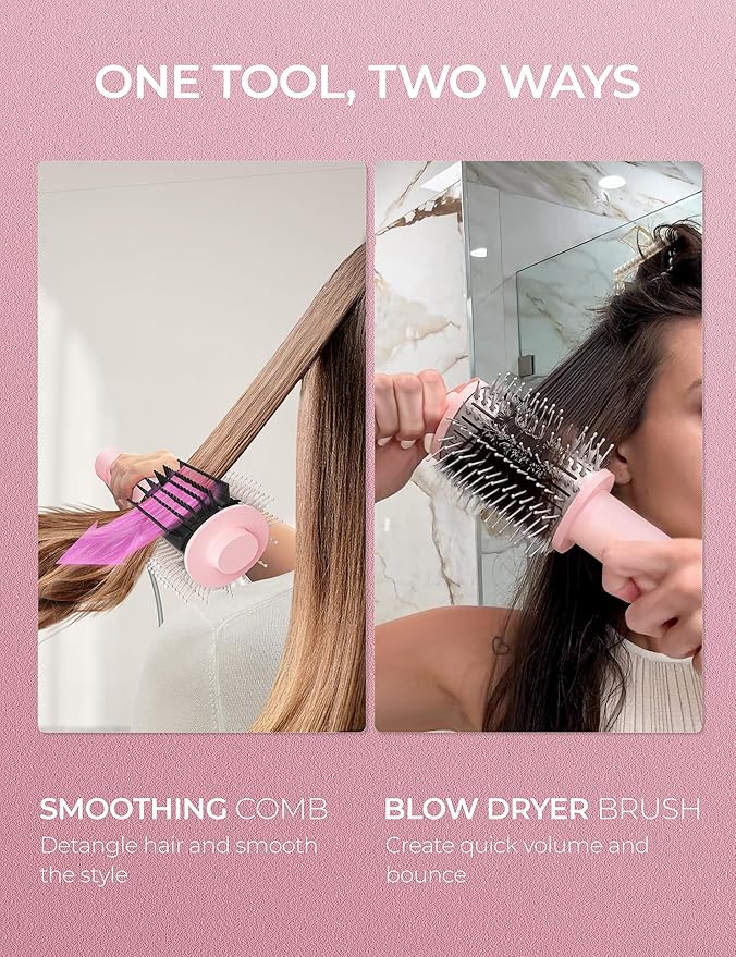 TYMO 2.0 Hair Dryer Brush Volumizer - Fast Drying Blow Dryer Brush and Smoothing Comb in One for Quick Easy Salon Blowout, Hot Air Styler Heated Round Brush Compact & Lightweight for Travel, 2.5”
