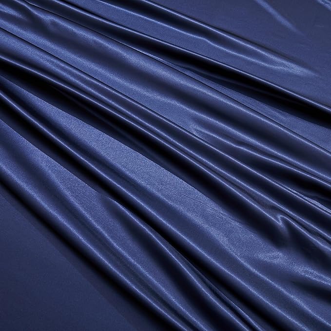 Navy Blue King Size Satin Pillowcase Set of 2 with Envelope Closure,Navy Blue Silk Pillowcase for Hair and Skin (20x36)