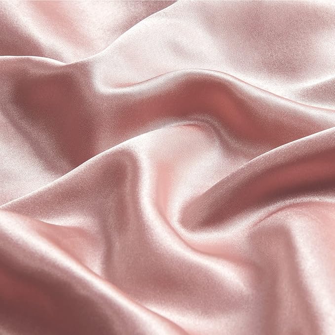 BEDELITE Satin Pillowcase with Zipper, Rose Pink King Size Pillow Cases Set of 2, Super Soft and Cooling Similar to Silk Pillow Cases, Gift for Women Men(20x40 Inches)