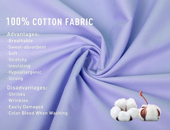 Sunflower Body Pillowcase 100% Cotton Long Pillow Cover/Case Envelope Closure 1 Pack, 21×54 inches Lavender, Soft and Breathable