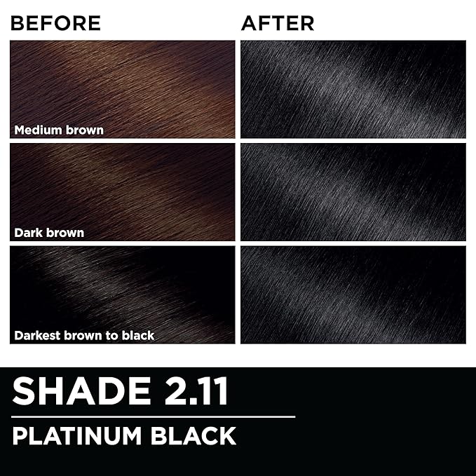 Garnier Hair Color Olia Ammonia-Free Brilliant Color Oil-Rich Permanent Hair Dye, 2.11 Platinum Black, 1 Count (Packaging May Vary) (Pack of 2)