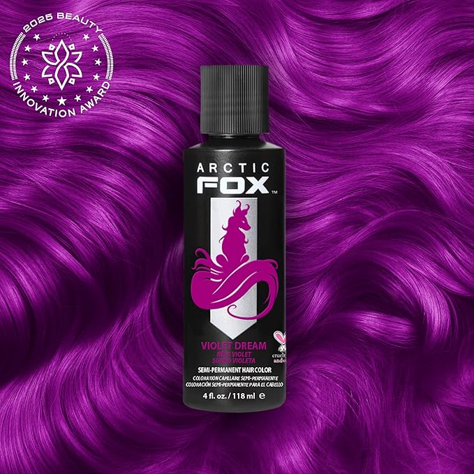 ARCTIC FOX Vegan and Cruelty-Free Semi-Permanent Hair Color Dye (4 Fl Oz, VIOLET DREAM)