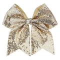 Large Glitter Cheer Bows Clips, Jumbo Big 7 Inch Cheerleading Sequin Hair Bow Hair Accessories for Teens Girls Football Sports Cheerleader Outfit Uniform (Gold)