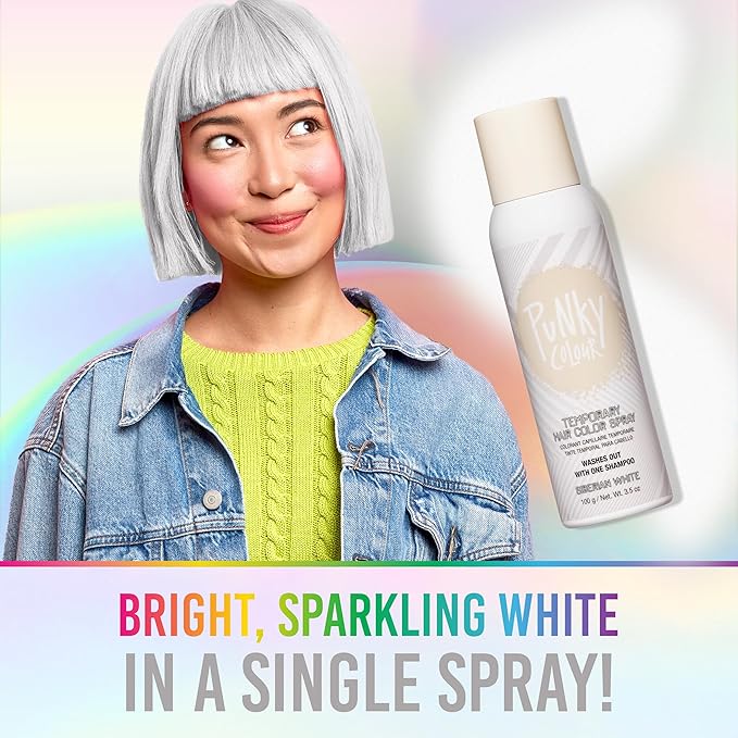 Punky Temporary Hair Color Spray – Siberian White, Instant Vivid Temporary Hair Dye for Women, Wash Out, Hair-Color Spray, 3.5 oz