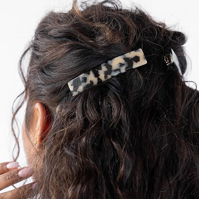 Ivory Tortoise Hair Barrette for Thin Hair, Classic Rectangle French Barrette for Women, Lightweight and Comfortable, Strong Hold, Ivory Tokyo | France Luxe