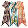 Skinny Scarf 3 Pack for Women – Bag Scarf, Silk Hair Scarves (Original Prints, Premium Twill, 3 Designs)