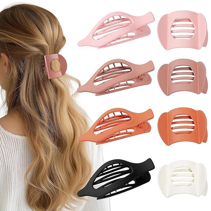 8 PCS Flat Hair Clips for Women French Matte Flat Claw Clips for Thick & Thin Hair No-Slip Hair Barrettes, Strong Hold Styling Accessories