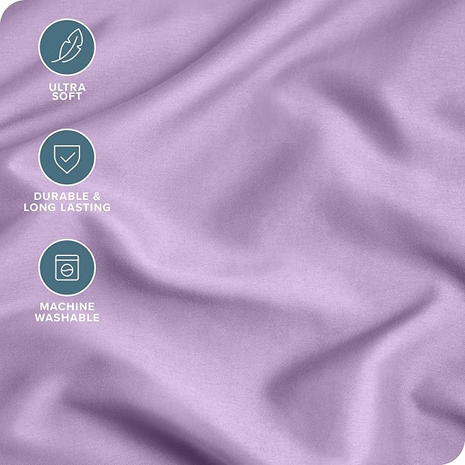Bare Home Microfiber Bulk Pillow Cases - Standard/Queen Size Set of 4 - Cooling Pillowcases - Double Brushed - Lavender Pillowcases 4 Pack - Easy Care (Standard - 4 Pack, Lavender)