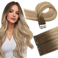 Full Shine Intact Virgin Tape in Hair Extensions Ombre Color 3/8/22 Invisible Injection Human Hair Tape in Extensions 18Inch Seamless Double Sided Tape ins Human Hair Extensions 10Pcs 25Gram