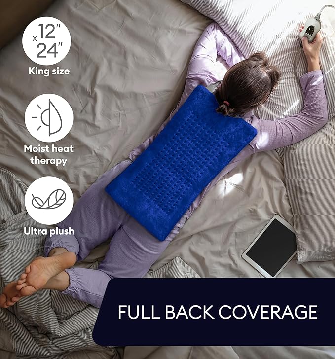 GENIANI XL Electric Heating Pad for Back Pain & Cramps Relief, Electric Throw, Birthday Christmas Gifts for Women, Men Auto Shut Off, Machine Washable, Heat Pad for Neck & Shoulder (Space Blue)