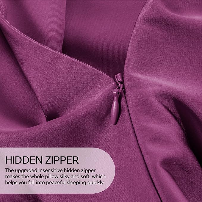INFIIXSO Body Pillow Cover with Zipper, Luxury Mulberry Silk Body Pillow Case 20x54 Inches, Ultra Smooth and Soft Cooling Long Pillowcase, Gift for Women, Men(Purple)