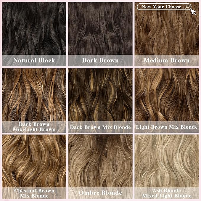 Clip in Hair Extensions for Women, 8PCS 16 Inch Wavy Honey Blonde Mix Beach Blonde Hair Extensions Clip Ins, Synthetic Hairpieces for Women