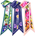 Skinny Scarf 3 Pack for Women – Bag Scarf, Silk Hair Scarves (Original Prints, Premium Twill, 3 Designs)