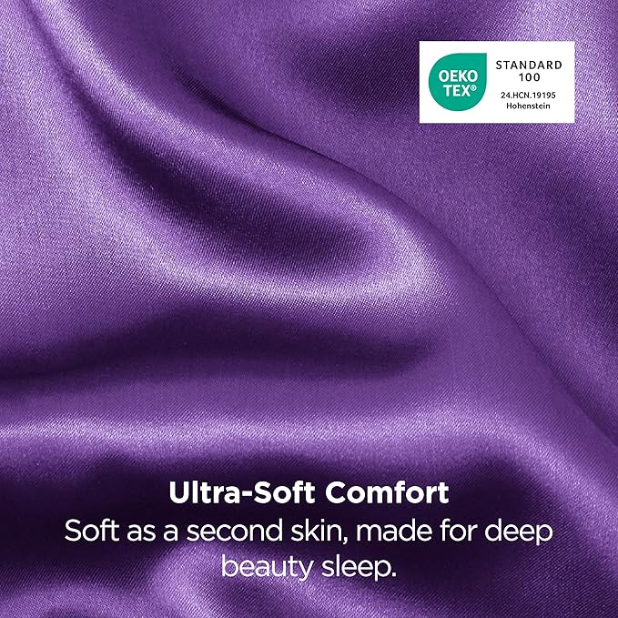 Bedsure Satin Pillowcases, Similar to Silk Pillow Cases Queen Size Set of 2, Purple Pillow Case for Sleeping Women with Envelope Closure, Gifts for Women Men, 20x30 Inches, 2pcs