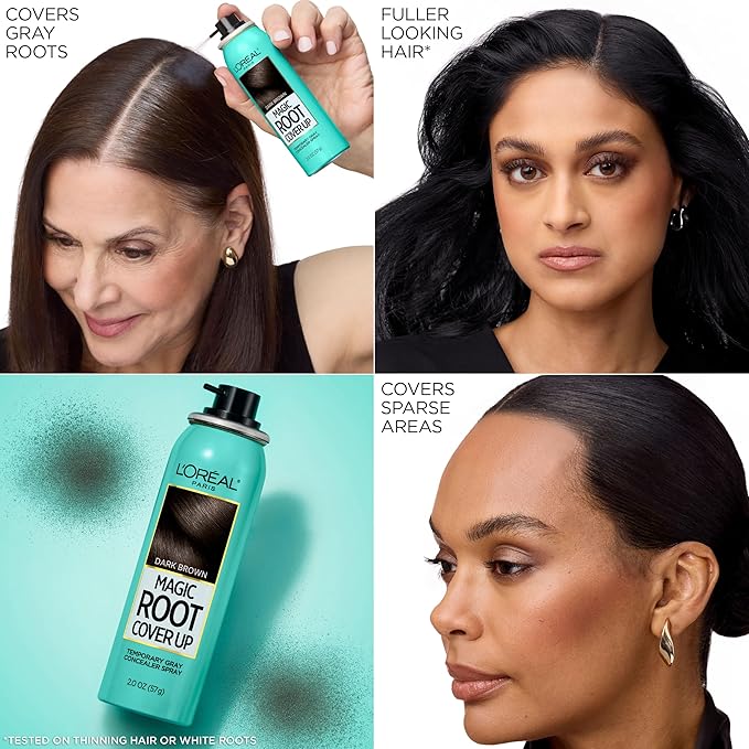 L'Oreal Paris Magic Root Cover Up Gray Concealer Spray Black 2 oz.(Packaging May Vary)