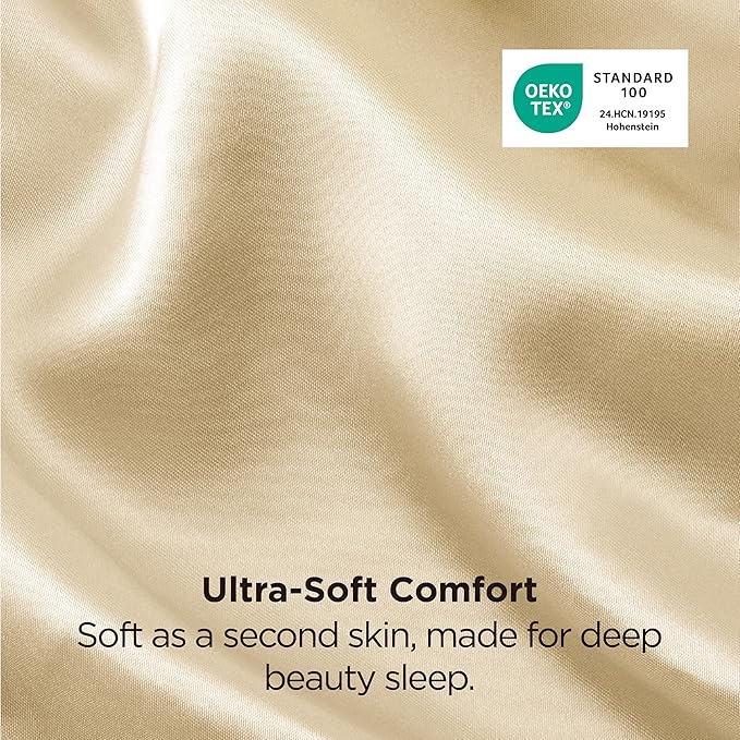 Bedsure Satin Pillowcase for Hair and Skin Queen - Champagne Gold Silky Pillowcase 2 Pack with Envelope Closure, Similar to Silk Pillow Cases, Gifts for Women Men, 20x30 Inches, 2pcs