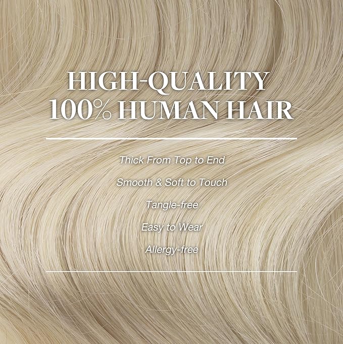 GOO GOO Clip in Hair Extensions Real Human Hair, Remy Human Hair Extensions Clip ins for Women, Natural Human Hair, 22inch 120g 7Pcs, 60A Platinum Blonde