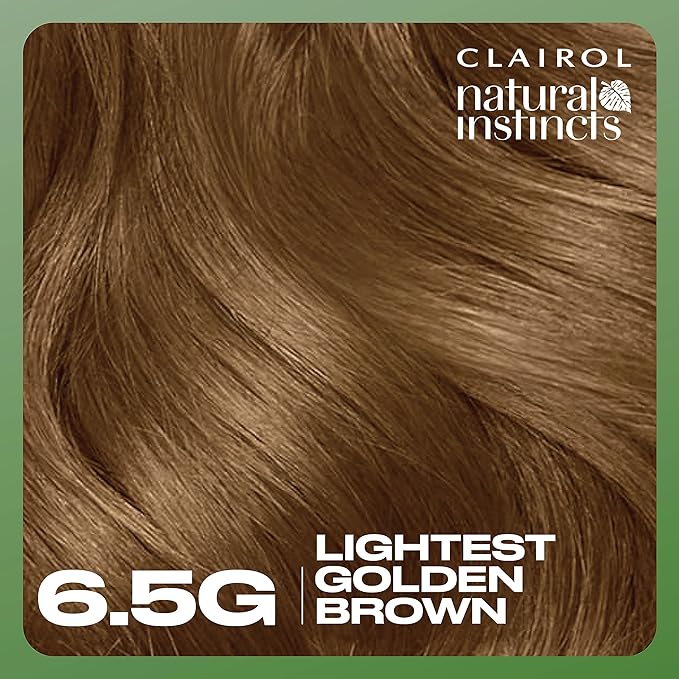 Clairol Natural Instincts Demi-Permanent Hair Dye, 6.5G Lightest Golden Brown Hair Color, Pack of 3