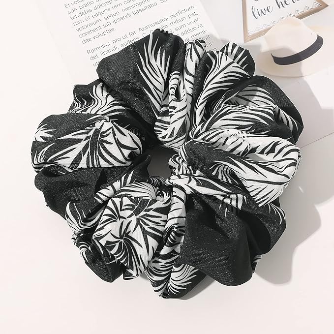 Scrunchies Hair Ties for Women - Big Silk Satin Scrunchie Exra Large Jumbo Gaint Oversized Pact of 4 Scrunchy for Curl Thick Hair Ligas Para el Cabello De Mujer Decoration Hair Accessories Gift