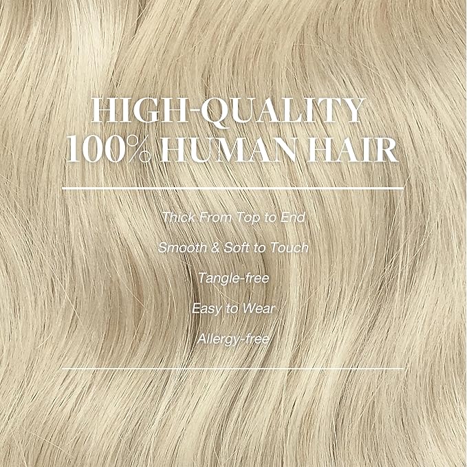 GOO GOO Clip in Hair Extensions Real Human Hair, Remy Human Hair Extensions Clip ins for Women, Natural Human Hair, 16inch 150g 9Pcs, 60A Platinum Blonde