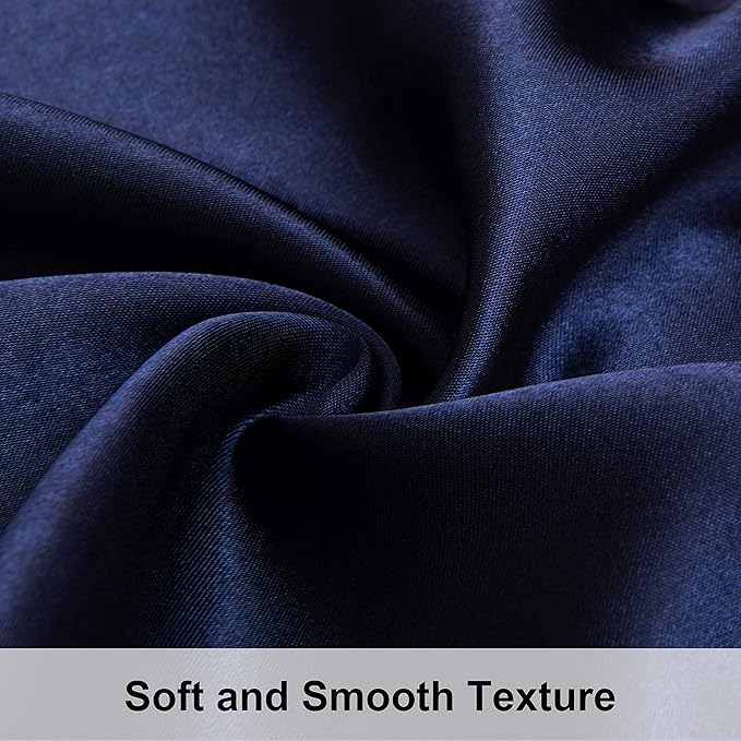 NTBAY 2 Pack Satin Queen Pillowcases for Hair and Skin, Luxurious and Silky Pillow Cases with Envelope Closure, 20x30 Inches, Navy Blue