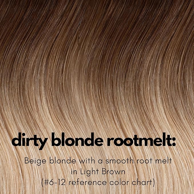 Irresistible Me Real Human Hair Extensions Clip Ins – 100% Human Hair Clip In Extensions for Length & Volume – Invisible Extension – Heat Resistant & Dyeable – Dirty Blonde Rootmelt, 24 Inches