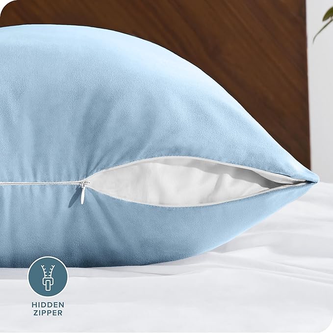Bare Home Microfiber Body Pillow Cover - Ultra Soft - Cooling Pillowcase - Double Brushed - Pillowcase with Zipper Closure - Easy Care (20''x54'' Body Pillow Cover, Light Blue)