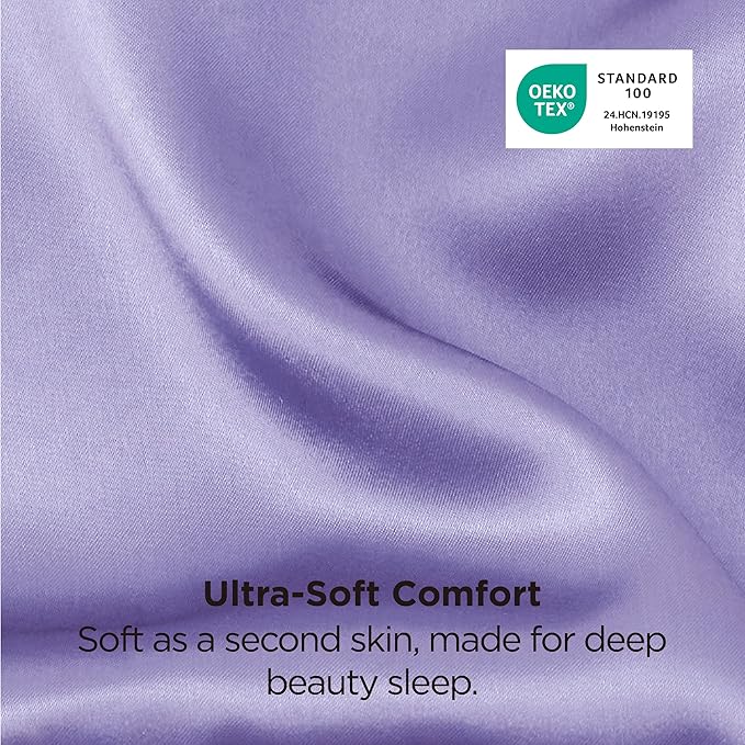 Bedsure King Size Satin Pillowcase Set of 2 - Lilac Silky Pillow Cases for Hair and Skin with Envelope Closure, Similar to Silk Pillow Cases, Gifts for Women Men, 20x36 Inches, 2pcs