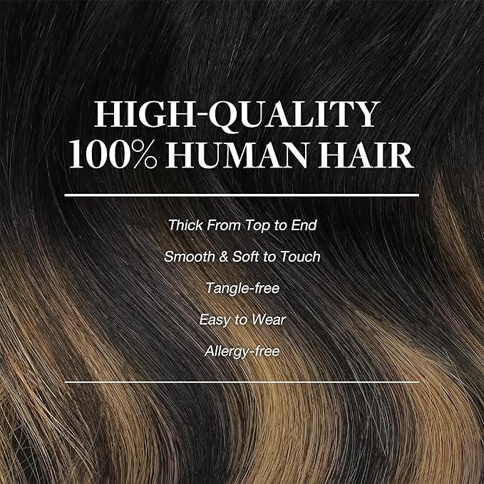 GOO GOO Clip in Hair Extensions Real Human Hair, Remy Human Hair Extensions Clip ins for Women, Natural Human Hair, 20inch 150g 9Pcs, 1B/6/1B Balayage Natural Black to Chestnut Brown