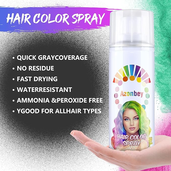 Halloween Hair Spray,Temporary Hair Color Spray for Women Kids Men,Washable Hairspray,Colored Hair Spray,Color Hairspray for Halloween,Party,Cosplay,Christmas Day (#Black)