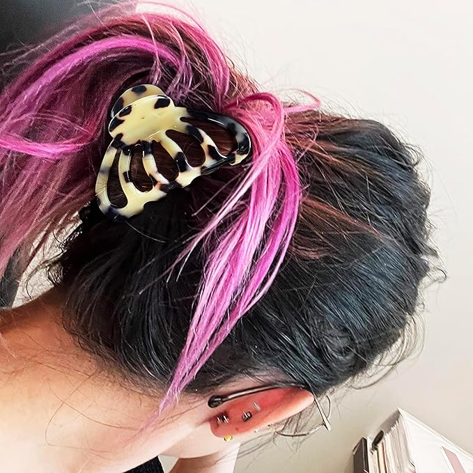 Fashion Tortoise Hair Clips for Women Resin Medium Hair Claw Clip for Fine Hair Non Slip Grip Hair Jaw Clips 2PCS in Set (Vintage Tortoise Shell Hair Clips)