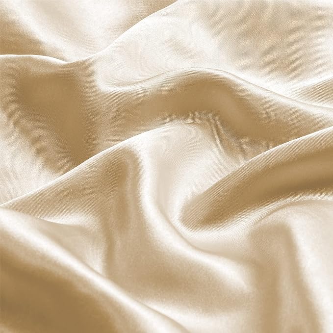 BEDELITE Satin Pillowcase with Zipper, Champagne Pillow Cases Queen Size Set of 2, Super Soft and Cooling Similar to Silk Pillow Cases, Gift for Women Men(20x30 Inches)