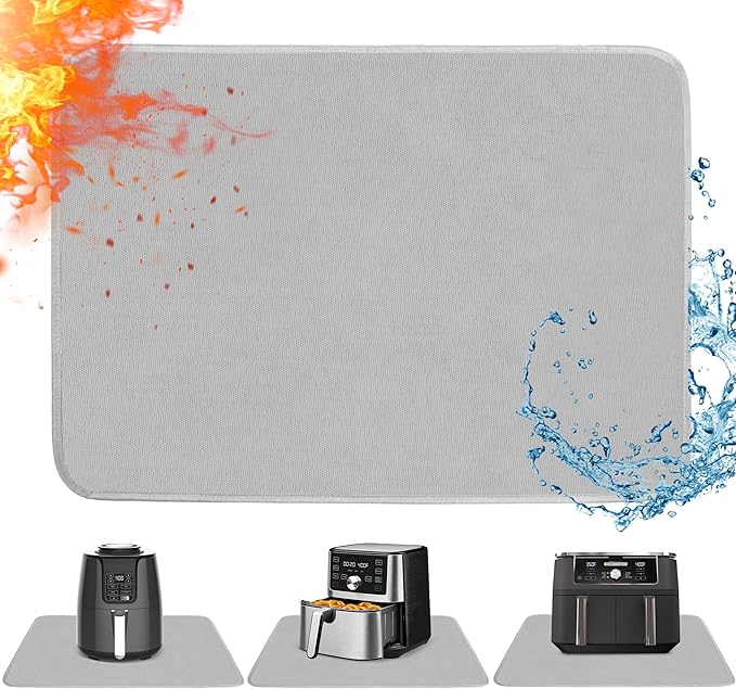 Air Fryer Mat for Air Fryer, 24 x 31in Heat Resistant Mat for Countertop, Fireproof Silicone Countertop Protector Appliance Slider for Air Fryer, Coffee Maker, Toaster, Oven (Grey)