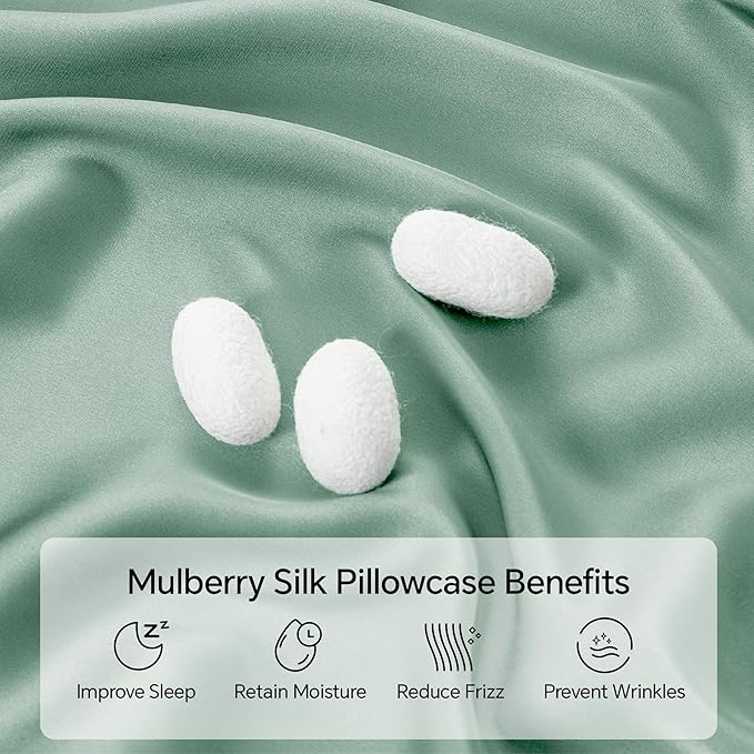 INFIIXSO Body Pillow Cover with Zipper, Luxury Mulberry Silk Body Pillow Case 20x54 Inches, Ultra Smooth and Soft Cooling Long Pillowcase, Gift for Women, Men(Mint Green)