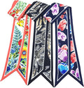 Skinny Scarf 3 Pack for Women – Bag Scarf, Silk Hair Scarves (Original Prints, Premium Twill, 3 Designs)
