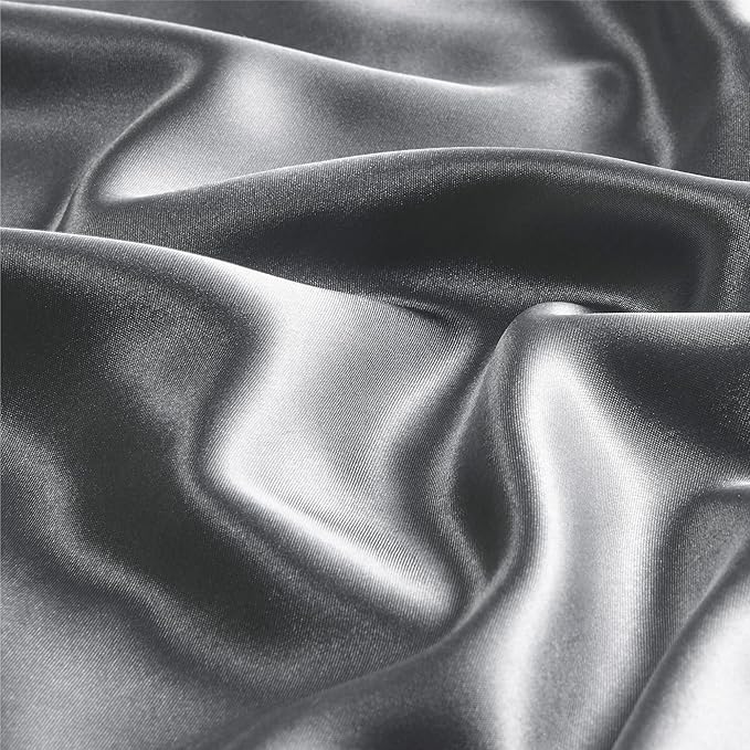 BEDELITE Satin Pillowcase with Zipper, Dark Grey King Size Pillow Cases Set of 2, Super Soft and Cooling Similar to Silk Pillow Cases, Gift for Women Men(20x40 Inches)