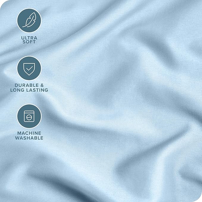 Bare Home Microfiber Pillow Cases - King 20x40 - Cooling Pillowcases - Double Brushed - Easy Care - Envelope Closure (King Pillowcase Set of 2, Light Blue)