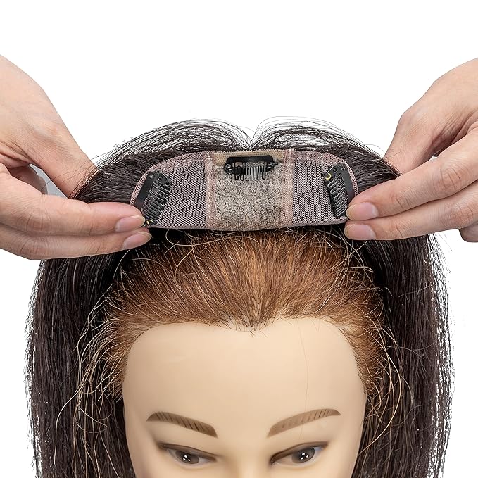 Rich Choices Hair Toppers for Women Real Human Hair 100% Human Remy Toppers NO Bangs for Women with Thinning on Top Clip in Hairpiece 4"x4.7"Lace Base 14 Inch #1B Natural Black