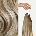 Luxy 100% Remy Human Hair – Halo Clip-In Hair Extensions –Natural Looking Volume & Length - One-Piece - Easy 5-Min Application 180 grams 20" Natural Blonde Balayage