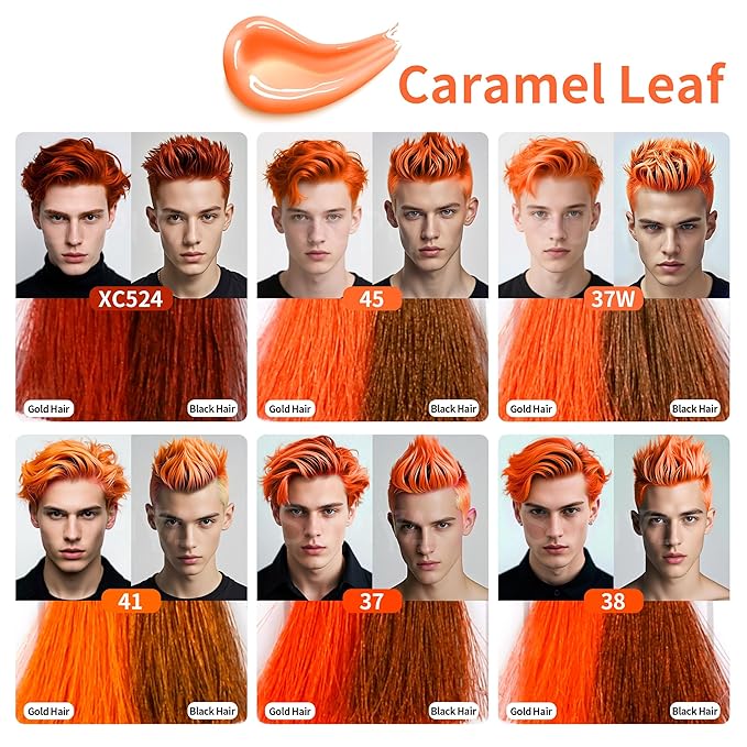 Temporary Hair Color Wax for Men - SUPIYA Washable Hair Wax Color, All-Day Hold Disposable Hair Wax for Party, Cosplay & Daily (Pumpkin Color #45)