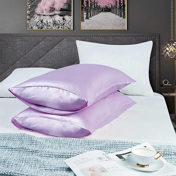 Tyfitb Satin Pillowcase Set for Hair & Skin Care – Cooling, Hypoallergenic, Anti-Frizz, Wrinkle-Free – Soft, Luxurious Pillowcases with Envelope Closure – 2-Pack, King Size 20x36, Gift-Ready
