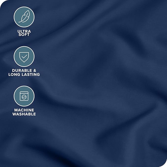 Bare Home Microfiber Pillow Cases - King Size Set of Two - Cooling Pillowcases - Double Brushed - Dark Blue Pillowcases 2 Pack - Easy Care (King Pillowcase Set of 2, Dark Blue)
